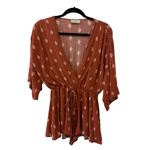 Dress Form | Front Tie Tribal Printed Romper - Picture 2 of 4